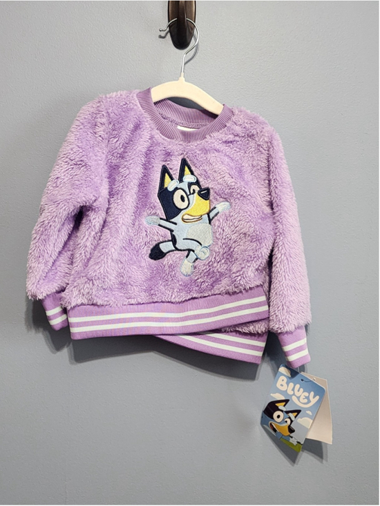 Bluey Other - Bluey Fleece Pullover Sweater 12M Purple Cartoon Graphic Crewneck Toddler